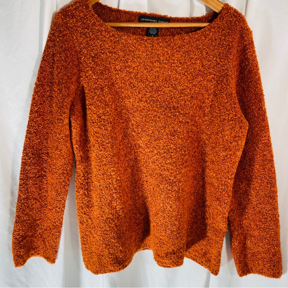 Josephine Chaus Vibrant Burnt Boucle' Crew Neck Knit Sweater